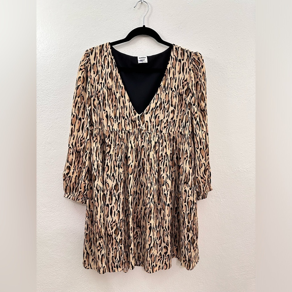 Aritzia Sunday Best Mini Leopard Dress Size Small - Picture 2 of 9